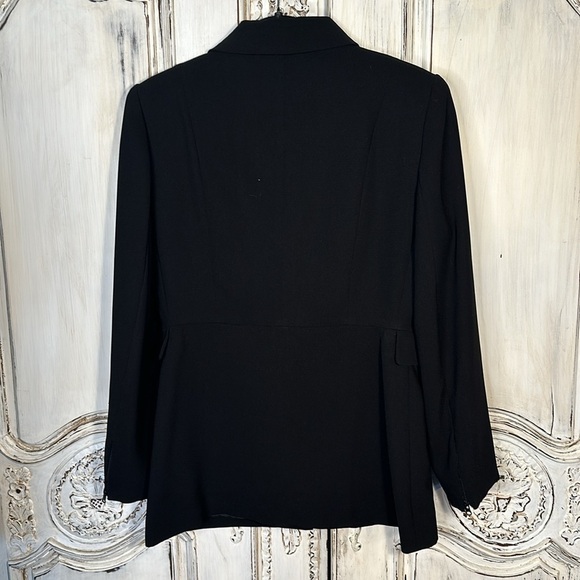 Donna Gray Black Long Line Front Zip Double Pockets Blazer Jacket Size 8 - Picture 8 of 10